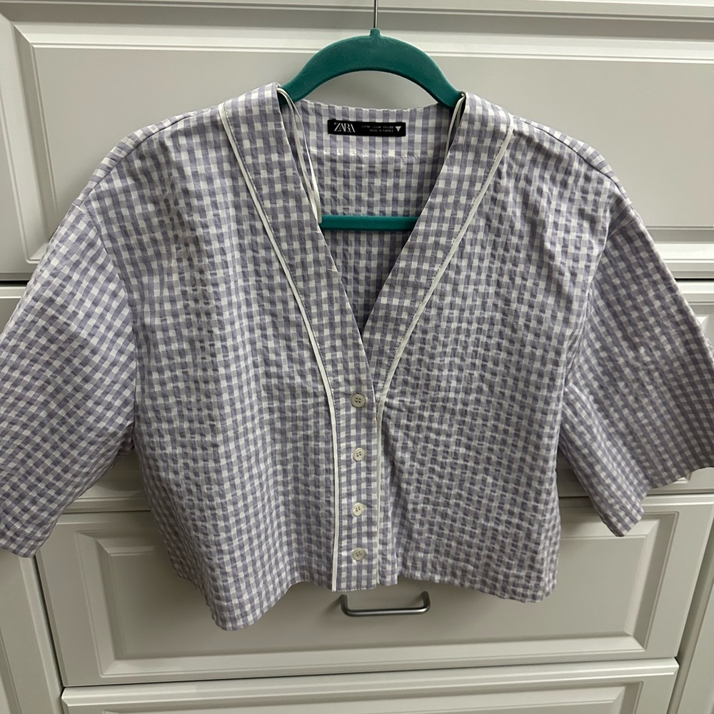 Pastel purple gingham crop top